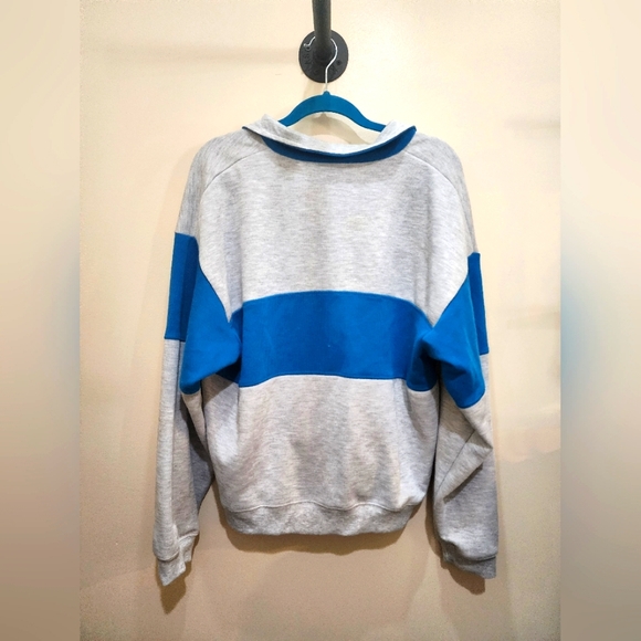 Forever 21 Heathered gray and blue New York drop shoulder collared sweater L - Picture 6 of 8